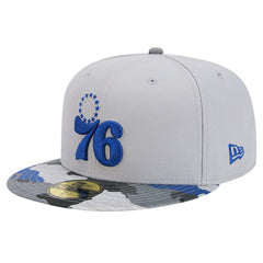 Philadelphia 76ers Active Color Camo Visor 59FIFTY Fitted Hat Gray