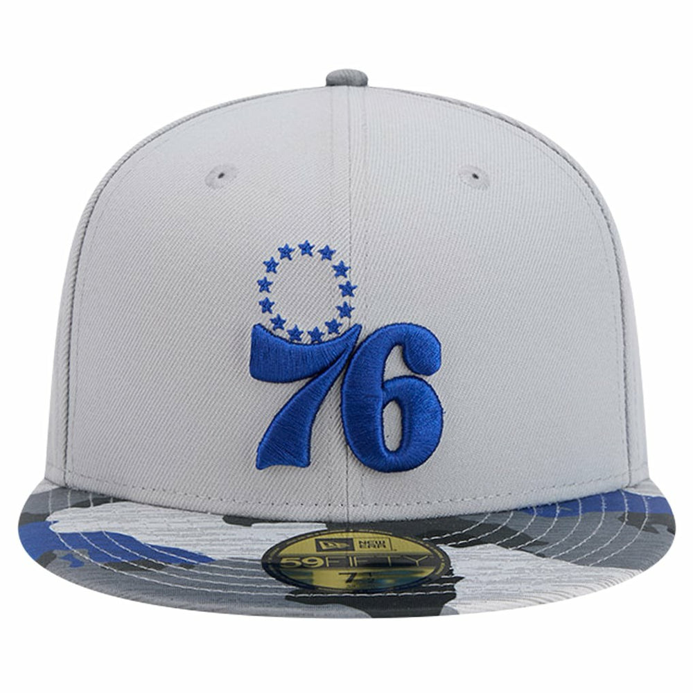 Philadelphia 76ers Active Color Camo Visor 59FIFTY Fitted Hat Gray