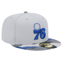 Philadelphia 76ers Active Color Camo Visor 59FIFTY Fitted Hat Gray