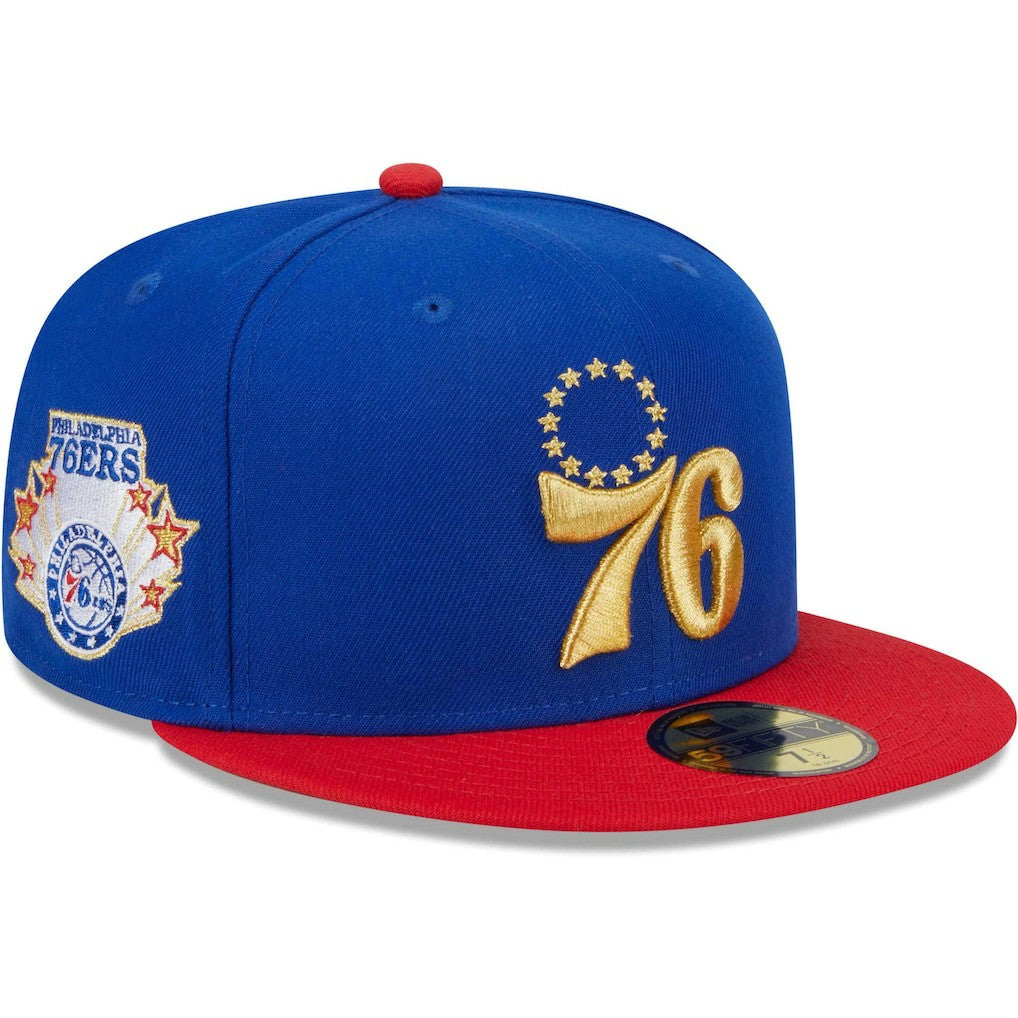 Philadelphia 76ers Gameday Gold Pop Stars 59FIFTY Fitted Hat Royal/Red