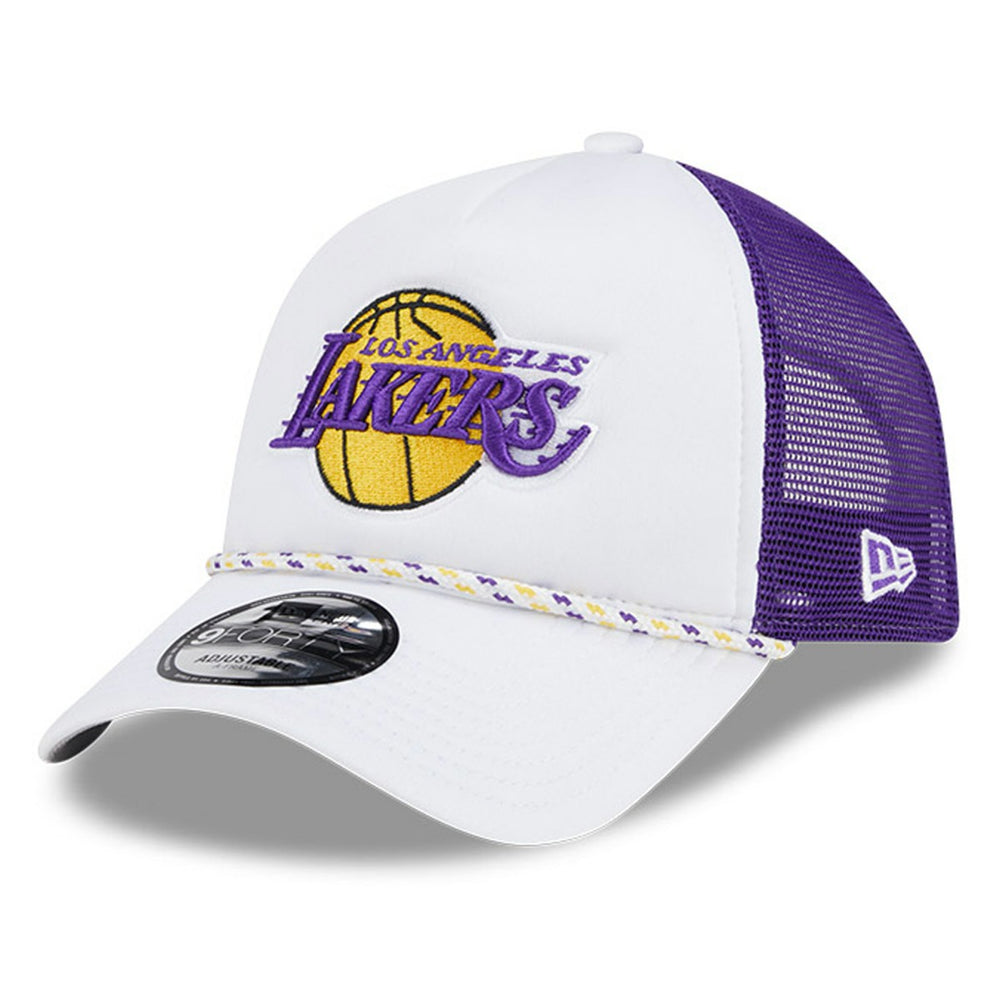 Los Angeles Lakers Court Sport Foam A-Frame 9FORTY Adjustable Trucker Hat White/Purple