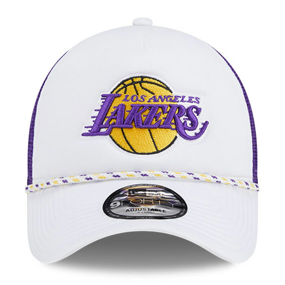 Los Angeles Lakers Court Sport Foam A-Frame 9FORTY Adjustable Trucker Hat White/Purple