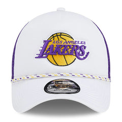 Los Angeles Lakers Court Sport Foam A-Frame 9FORTY Adjustable Trucker Hat White/Purple