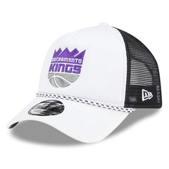Sacramento Kings Court Sport Foam A-Frame 9FORTY Adjustable Trucker Hat White/Black