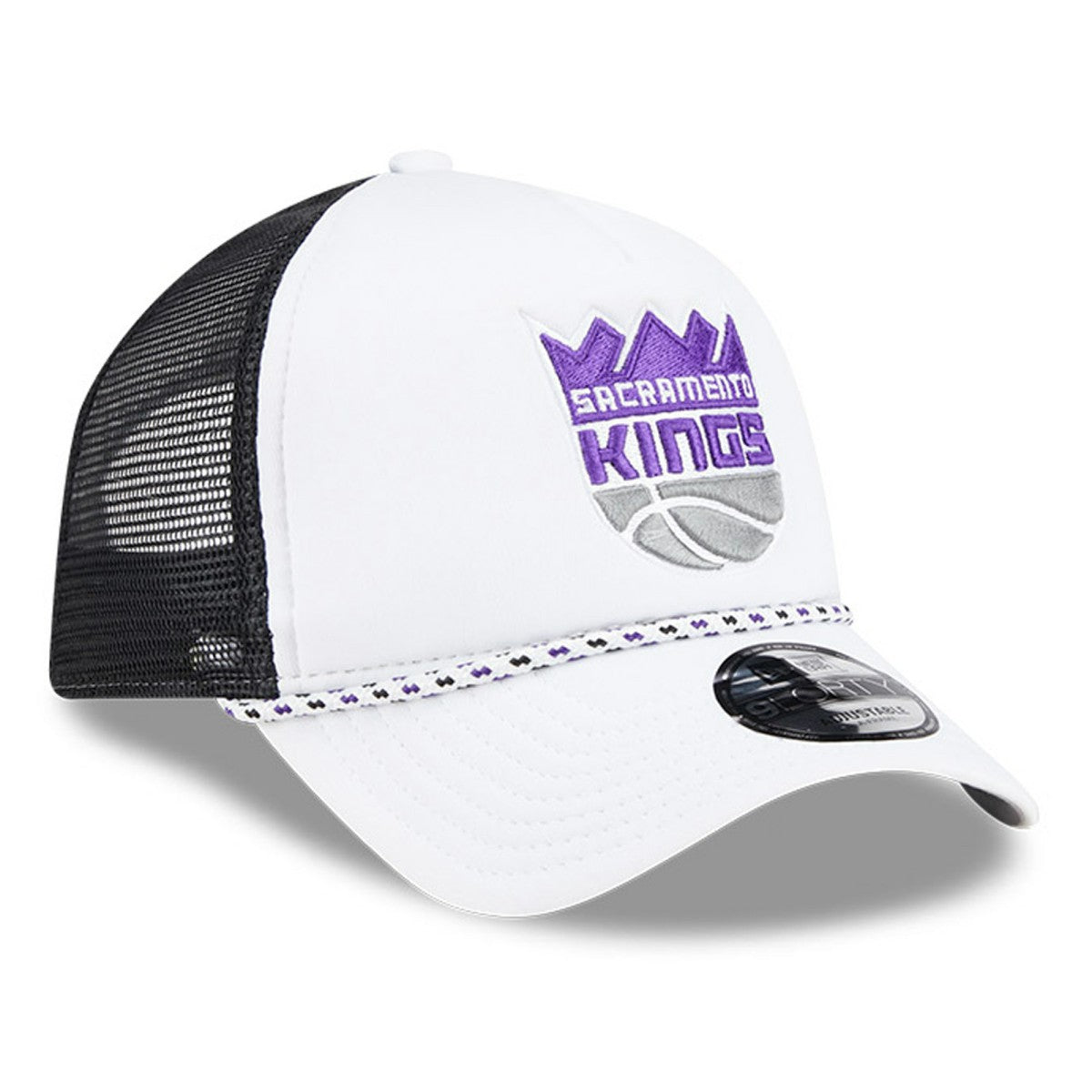 Sacramento Kings Court Sport Foam A-Frame 9FORTY Adjustable Trucker Hat White/Black