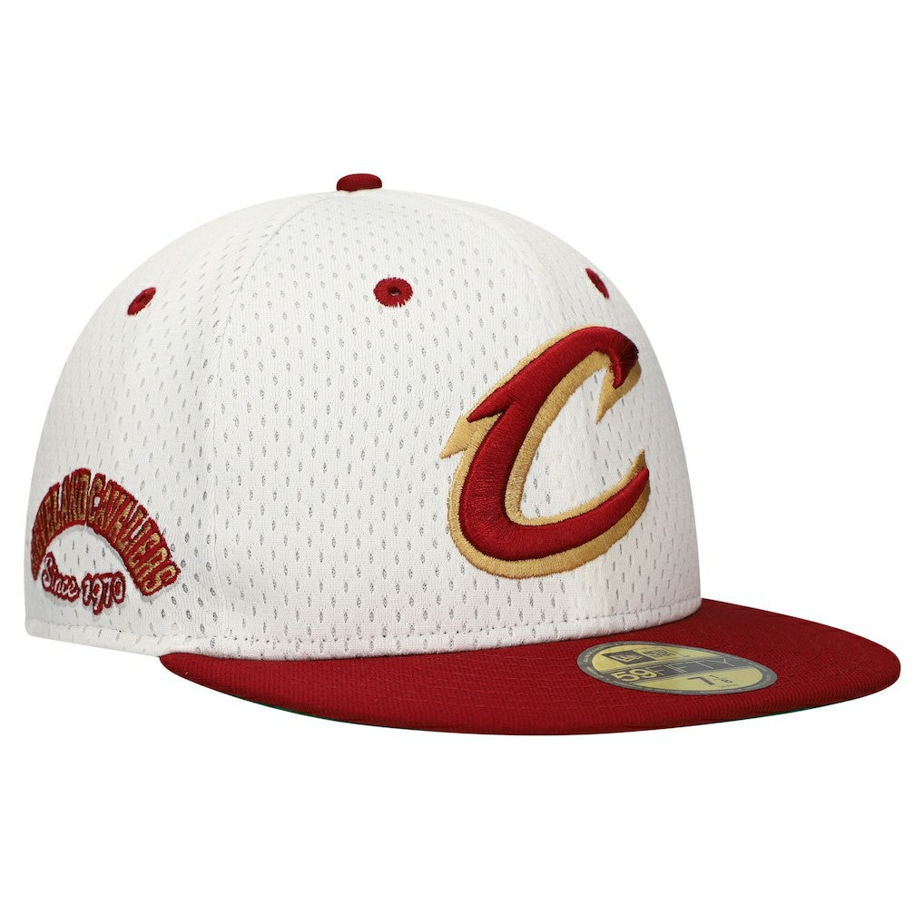 Cleveland Cavaliers Throwback 2Tone 59FIFTY Fitted Hat White/Wine