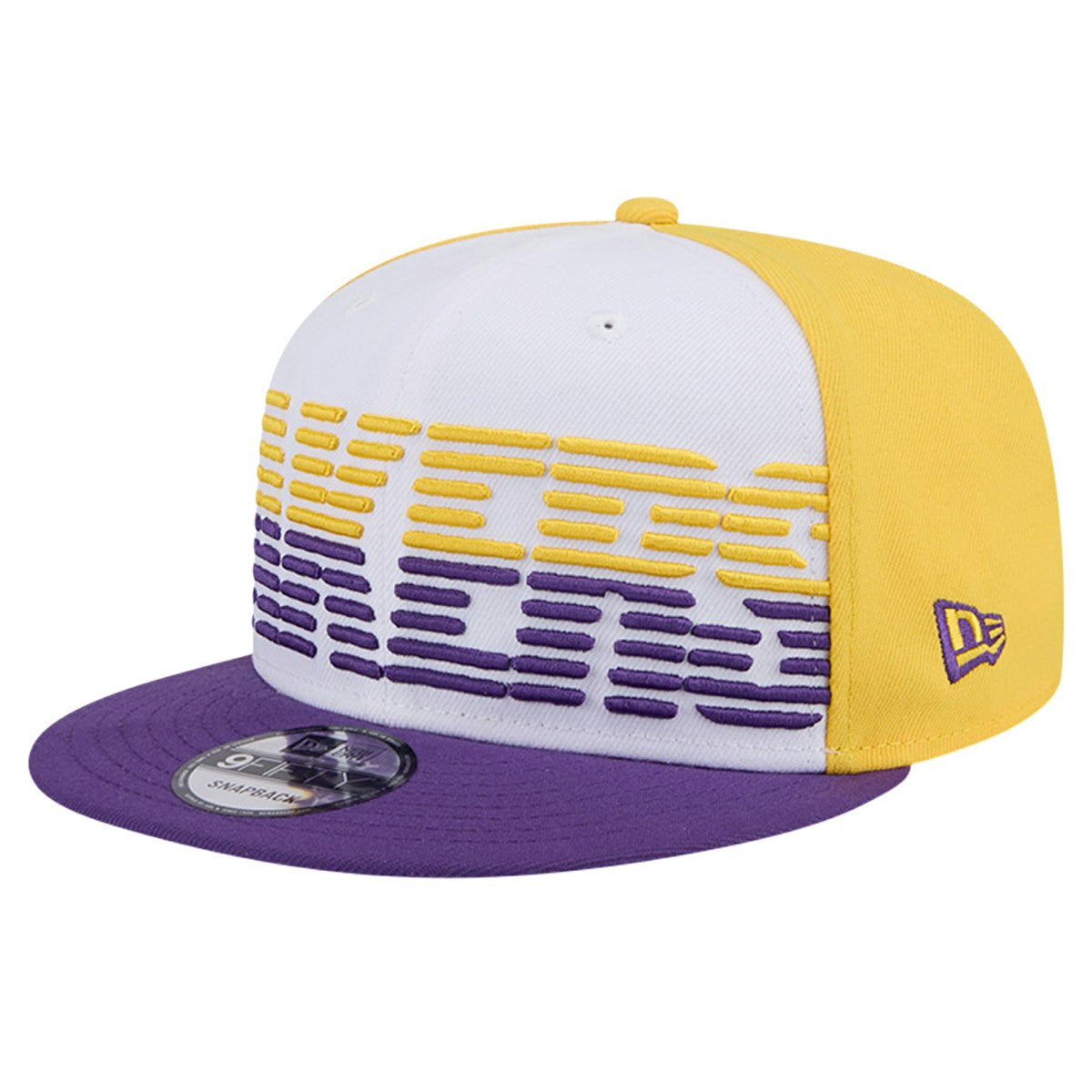 Los Angeles Lakers Throwback Gradient Tech Font 9FIFTY Snapback Hat White/Purple