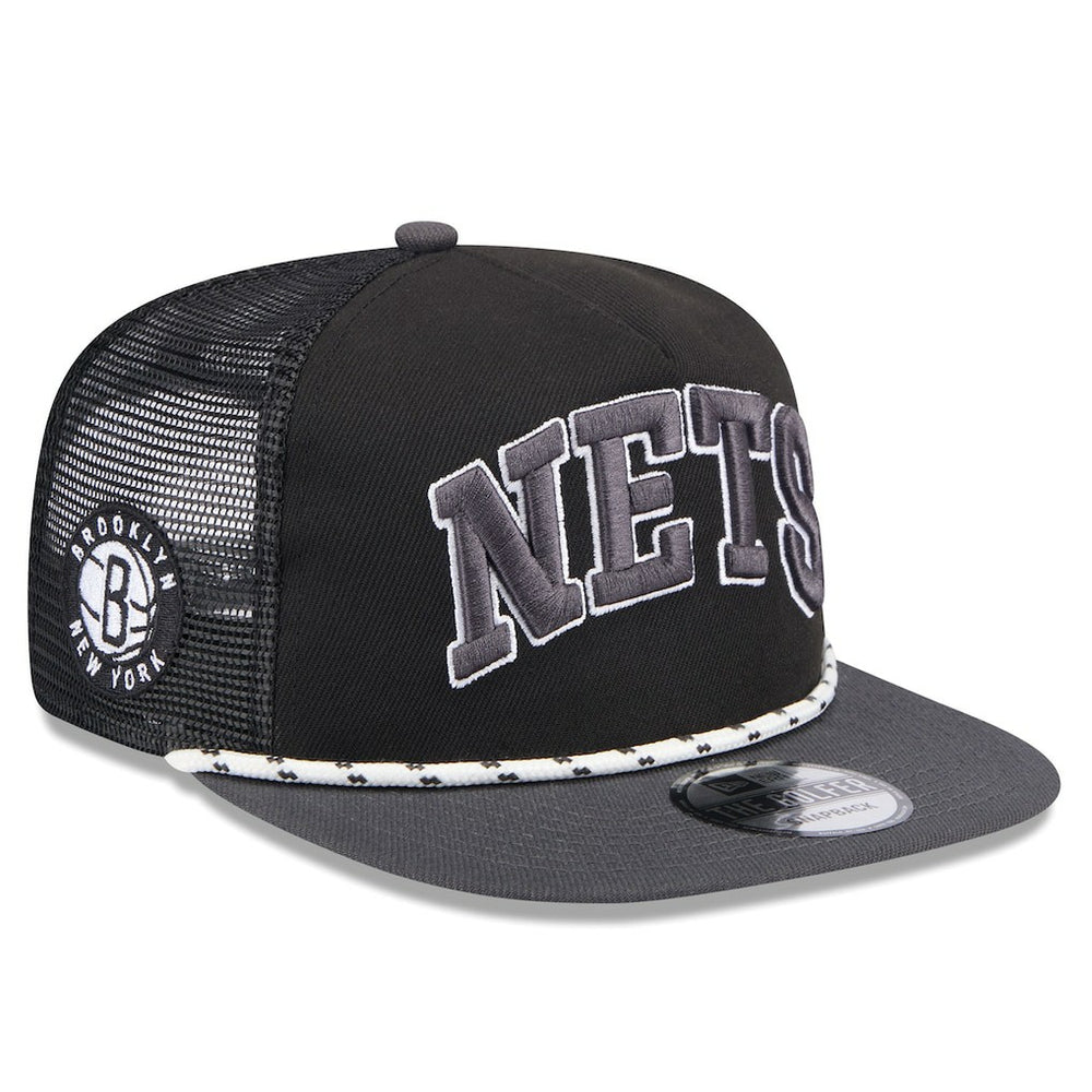 Brooklyn Nets Throwback Team Arch Golfer Snapback Hat Black/Charcoal