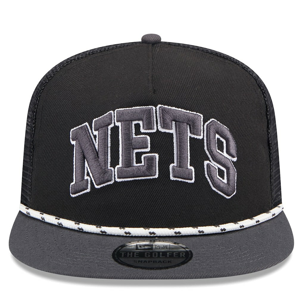 Brooklyn Nets Throwback Team Arch Golfer Snapback Hat Black/Charcoal