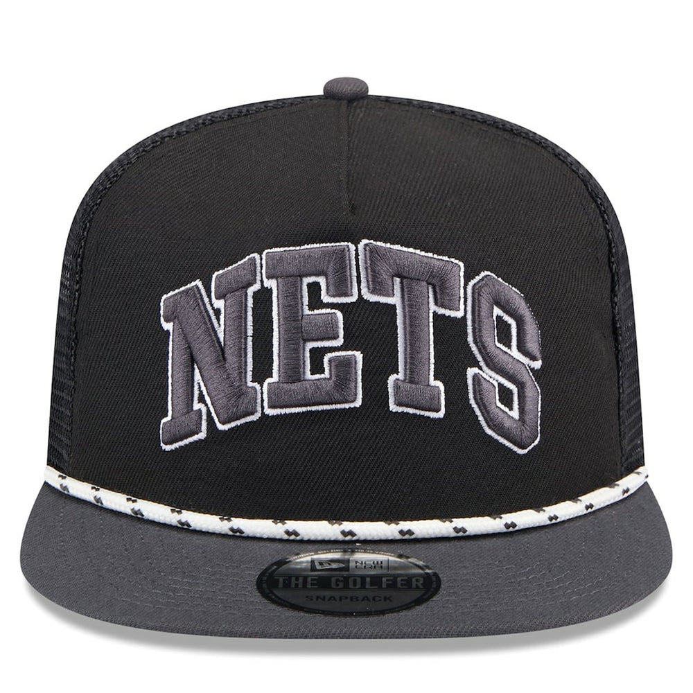 Brooklyn Nets Throwback Team Arch Golfer Snapback Hat Black/Charcoal