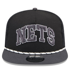 Brooklyn Nets Throwback Team Arch Golfer Snapback Hat Black/Charcoal
