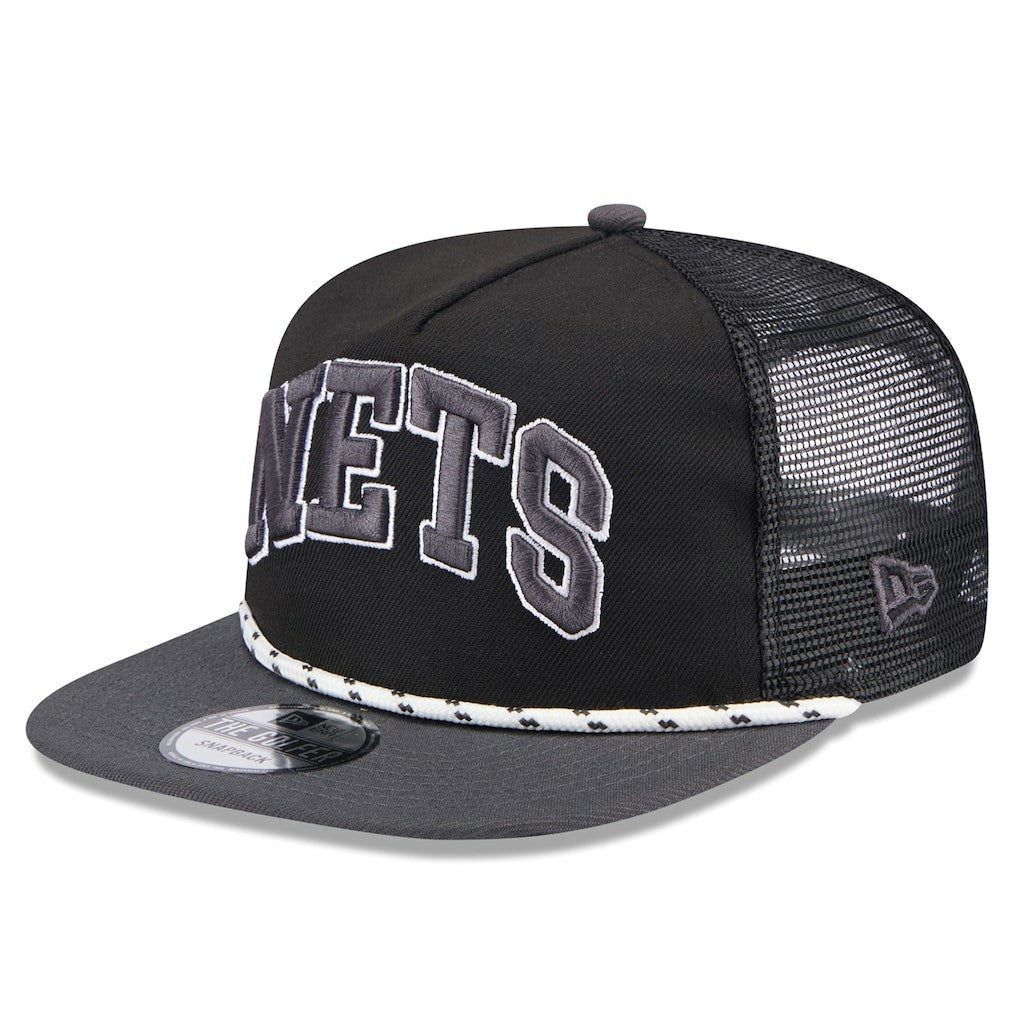 Brooklyn Nets Throwback Team Arch Golfer Snapback Hat Black/Charcoal