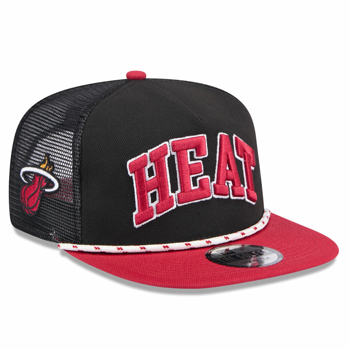Miami Heat Throwback Team Arch Golfer Snapback Hat Black/Red