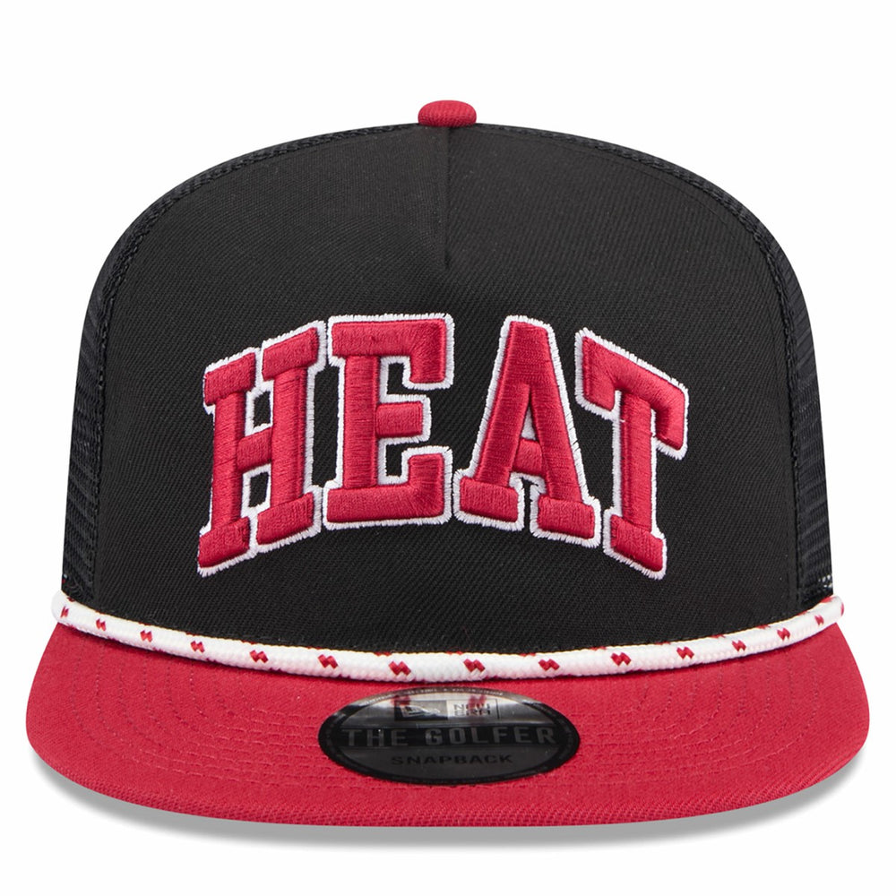 Miami Heat Throwback Team Arch Golfer Snapback Hat Black/Red