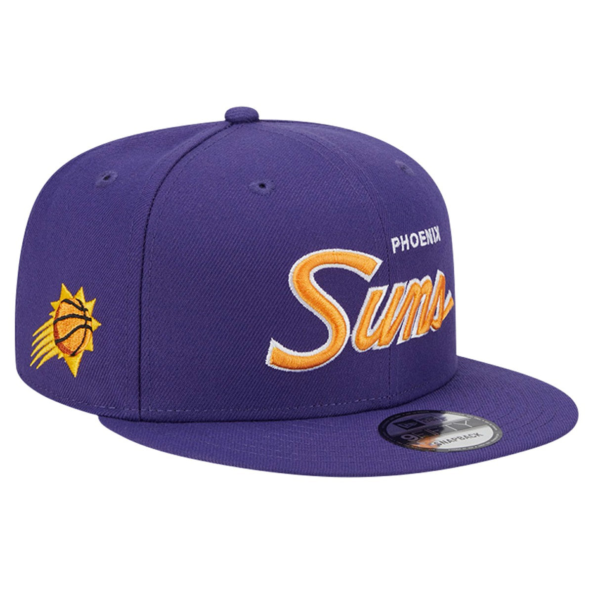 Phoenix Suns Script Side Patch 9FIFTY Snapback Hat Purple