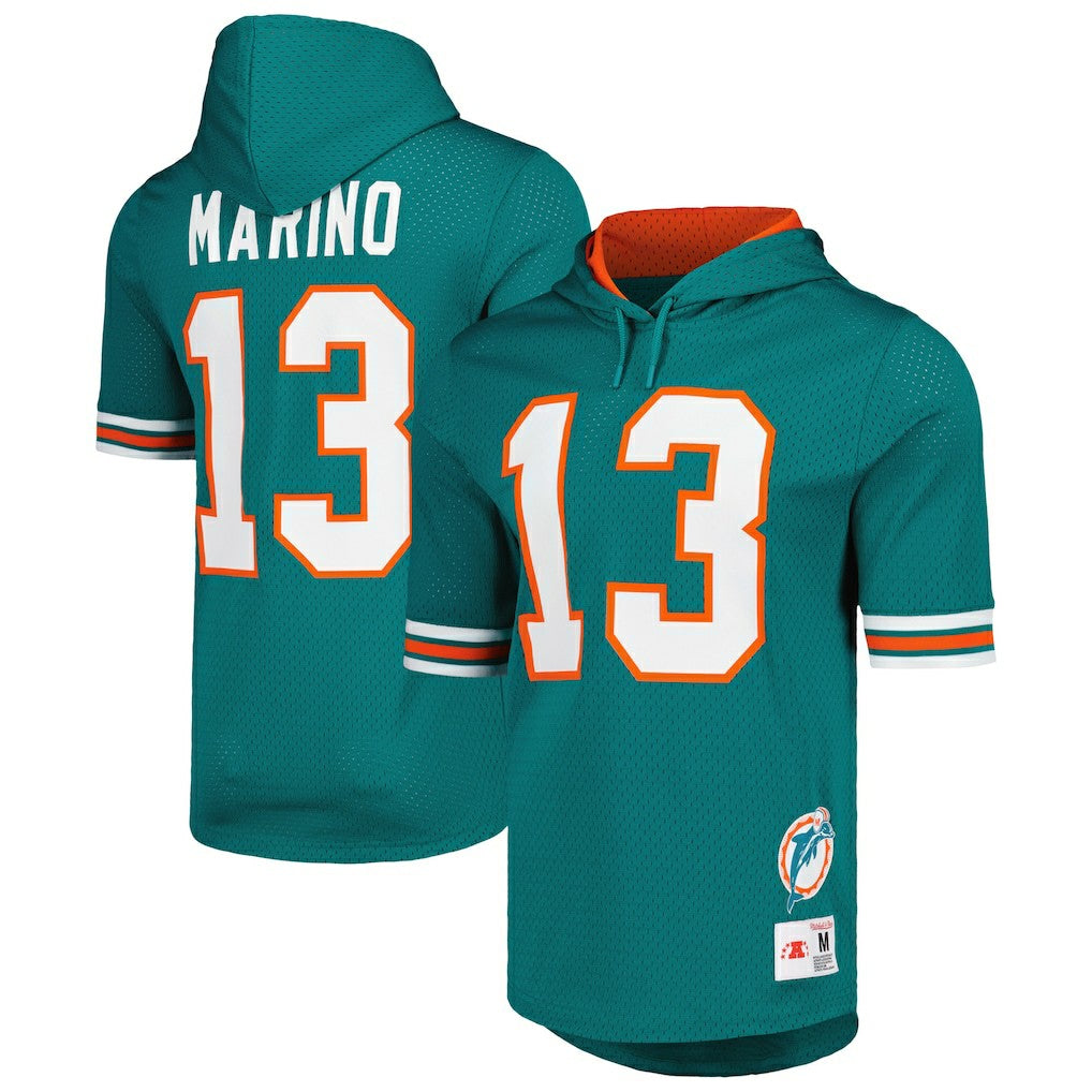 Dan Marino Miami Dolphins Retired Player Name & Number Mesh Hoodie T-Shirt Aqua