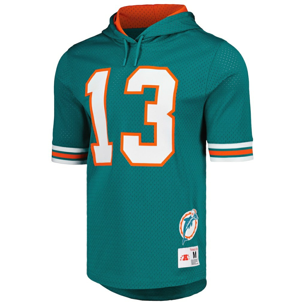 Dan Marino Miami Dolphins Retired Player Name & Number Mesh Hoodie T-Shirt Aqua