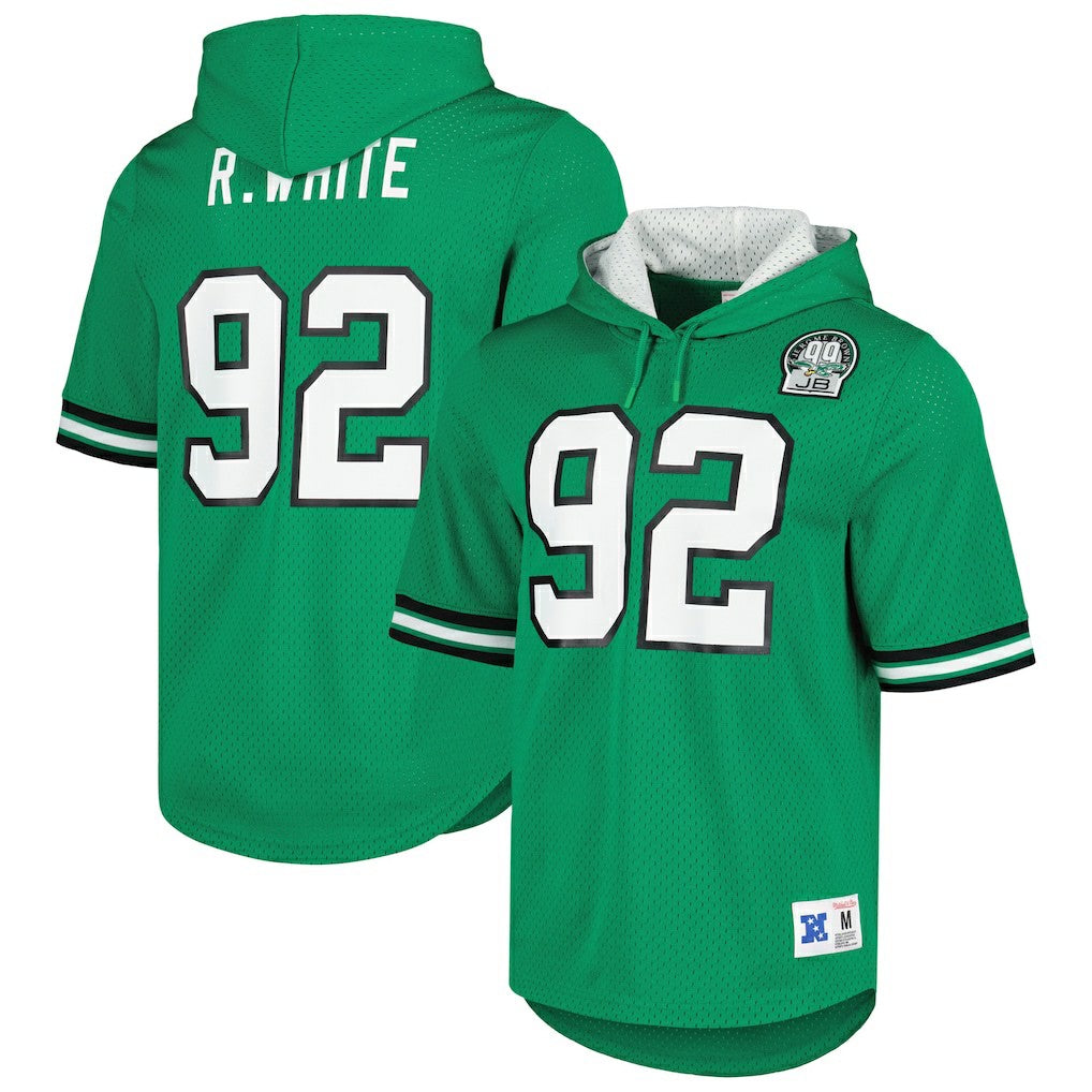 Reggie White Philadelphia Eagles Retired Player Name & Number Mesh Hoodie T-Shirt Kelly Green