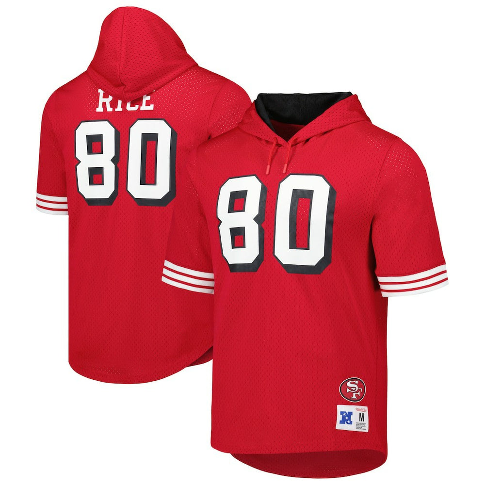 Jerry Rice San Francisco 49ers Retired Player Name & Number Mesh Hoodie T-Shirt Scarlet