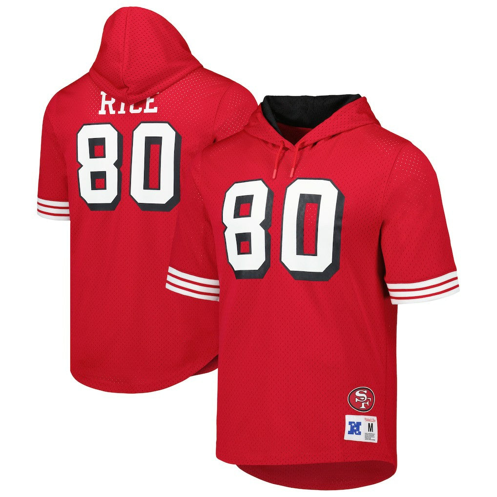 Jerry Rice San Francisco 49ers Retired Player Name & Number Mesh Hoodie T-Shirt Scarlet