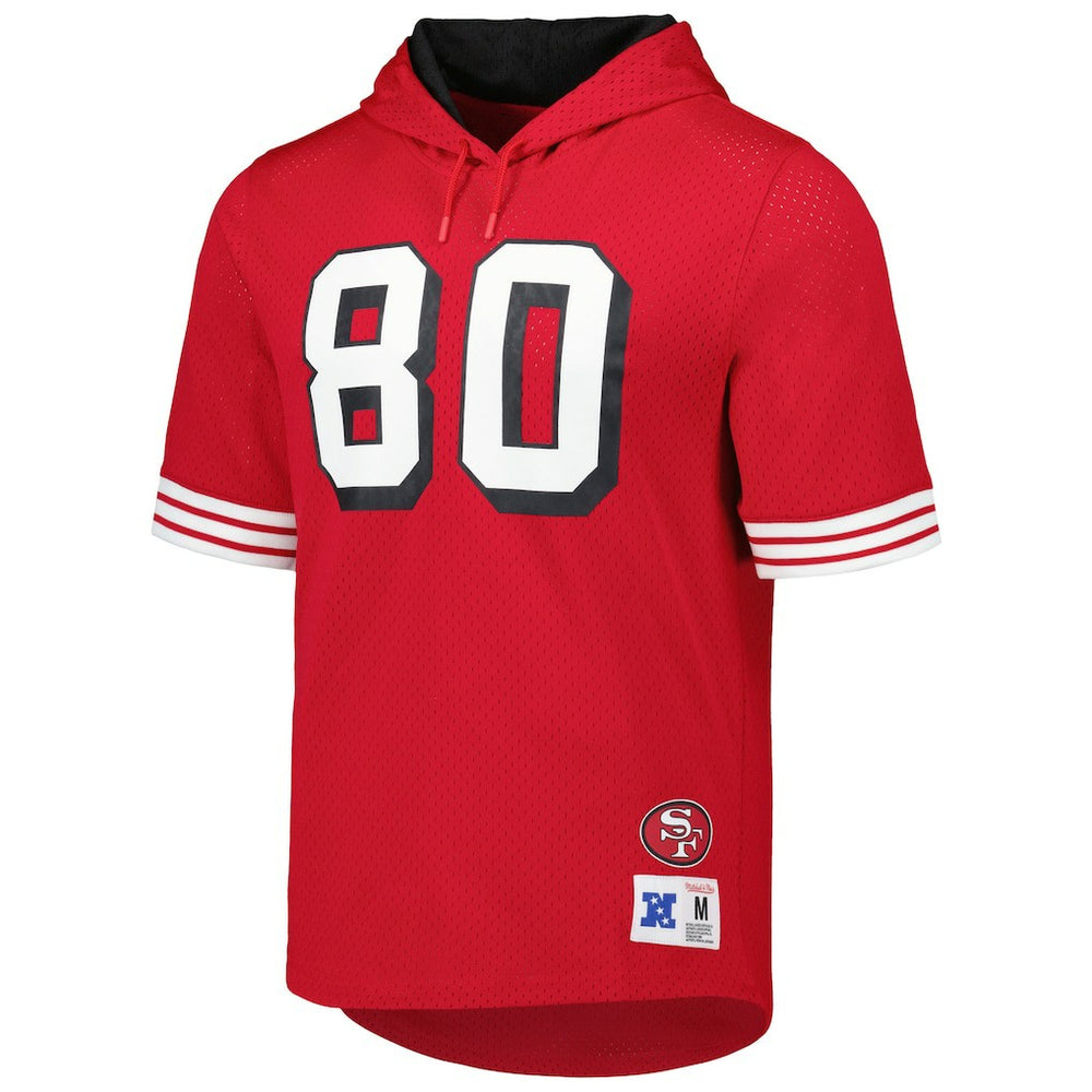 Jerry Rice San Francisco 49ers Retired Player Name & Number Mesh Hoodie T-Shirt Scarlet