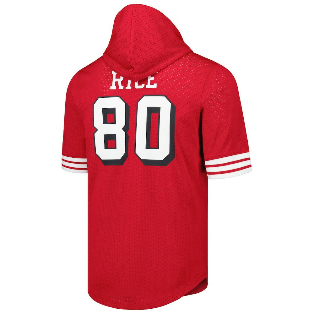 Jerry Rice San Francisco 49ers Retired Player Name & Number Mesh Hoodie T-Shirt Scarlet