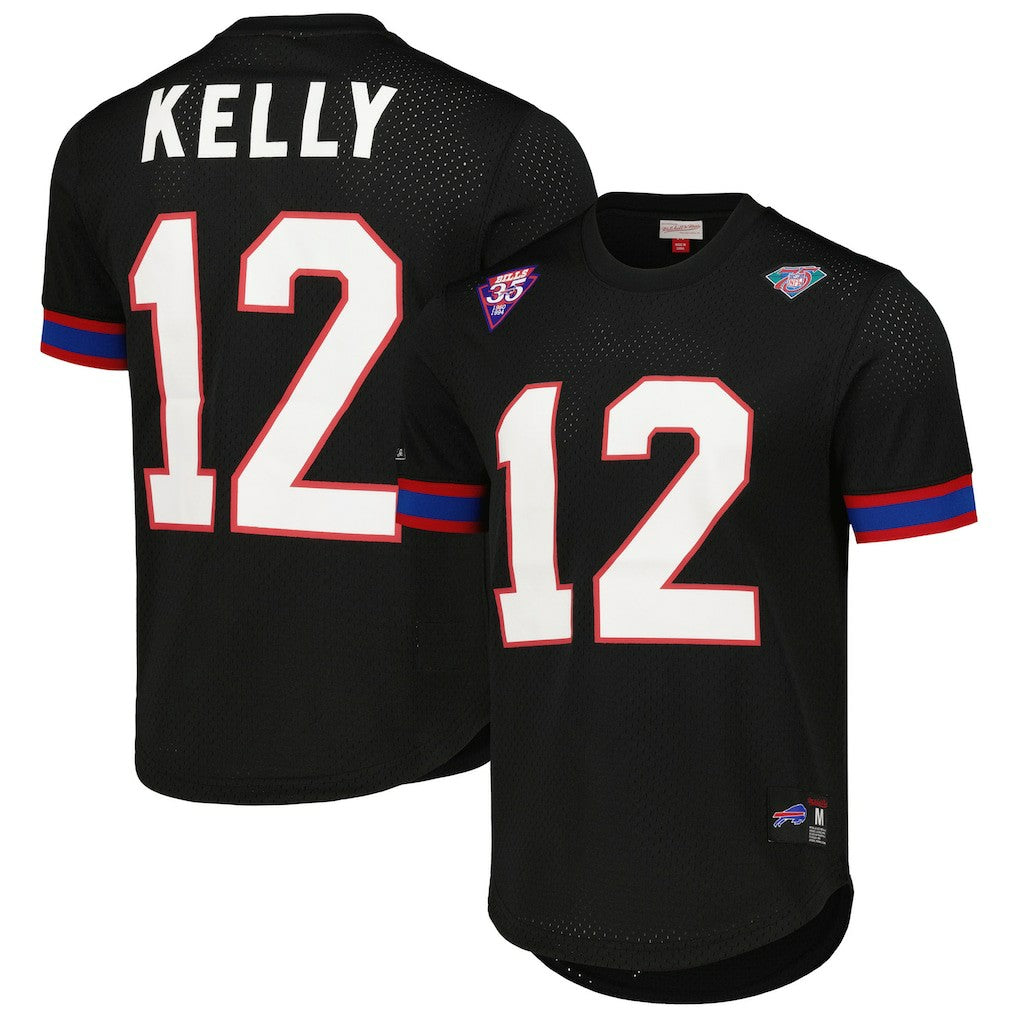 Jim Kelly Buffalo Bills Retired Player Name & Number Mesh Top Black