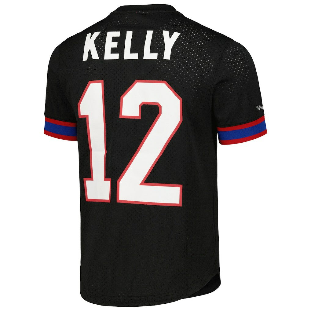 Jim Kelly Buffalo Bills Retired Player Name & Number Mesh Top Black