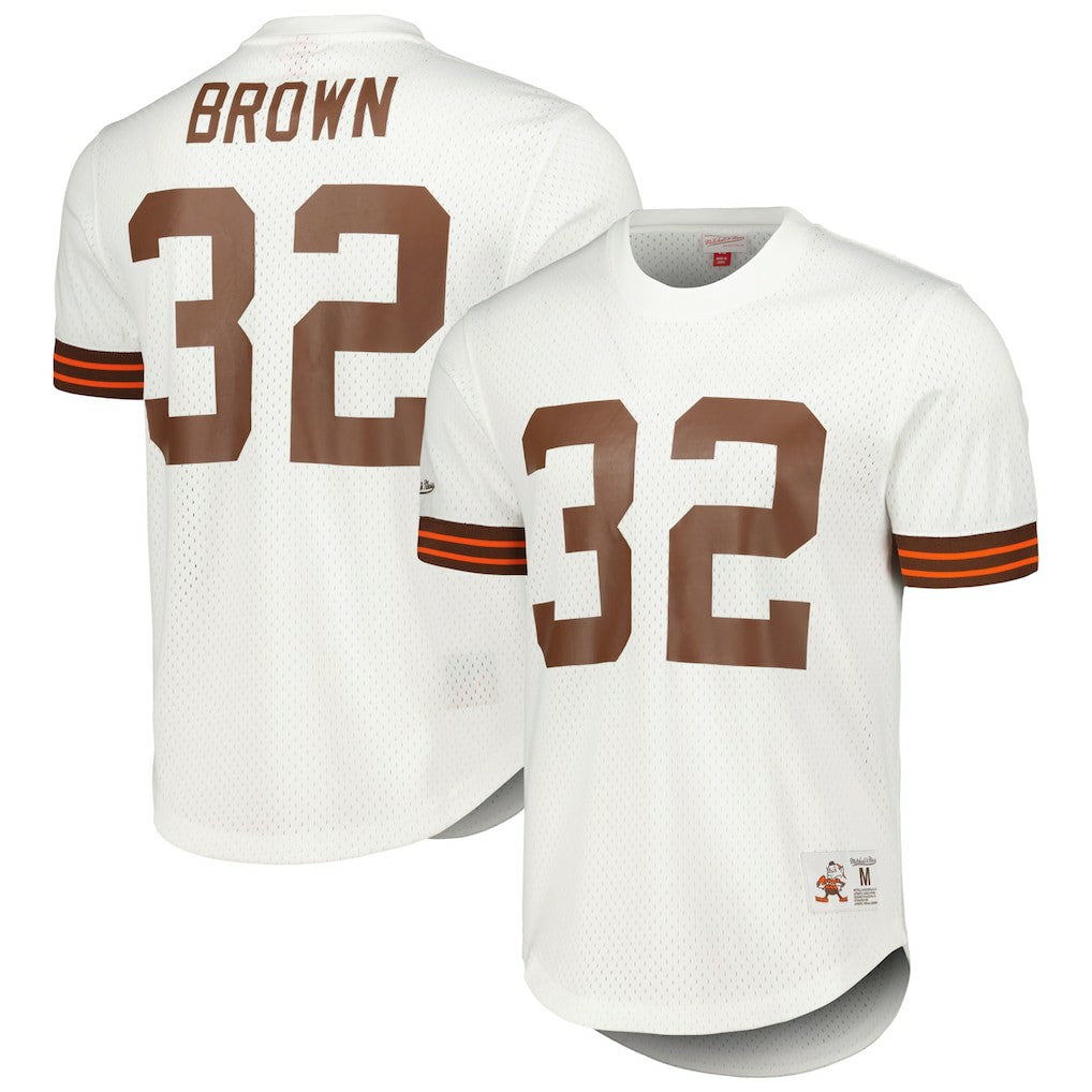 Jim Brown Cleveland Browns Retired Player Name & Number Mesh Top White