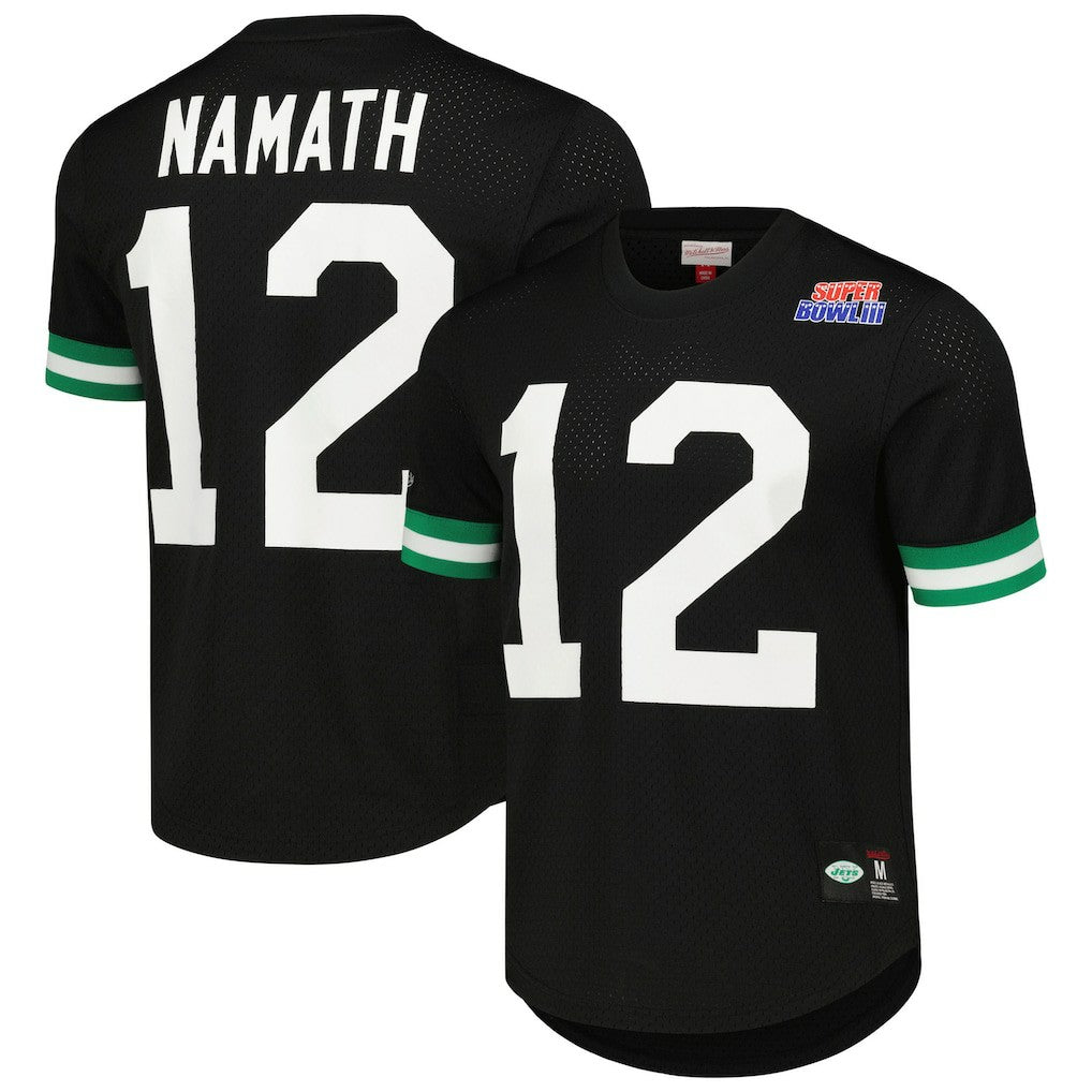 Joe Namath New York Jets Retired Player Name & Number Mesh Top Black