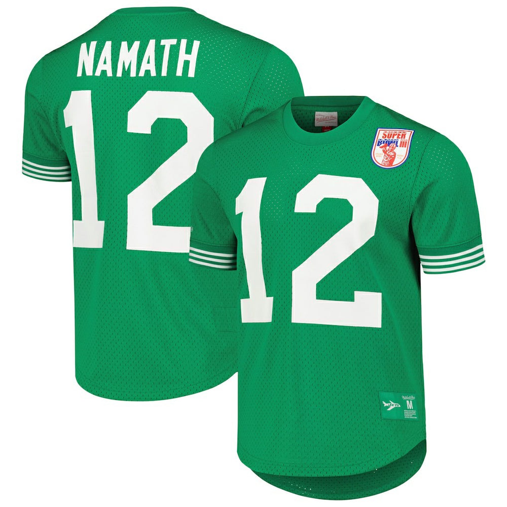 Joe Namath New York Jets Retired Player Name & Number Mesh Top Kelly Green