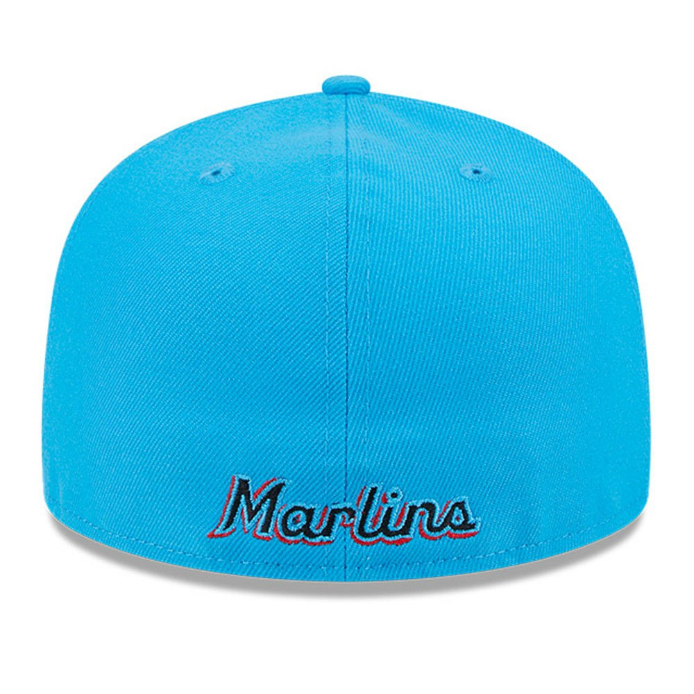 Miami Marlins New Era Gameday Sideswipe 59FIFTY Fitted Hat - Black/Blue Hats