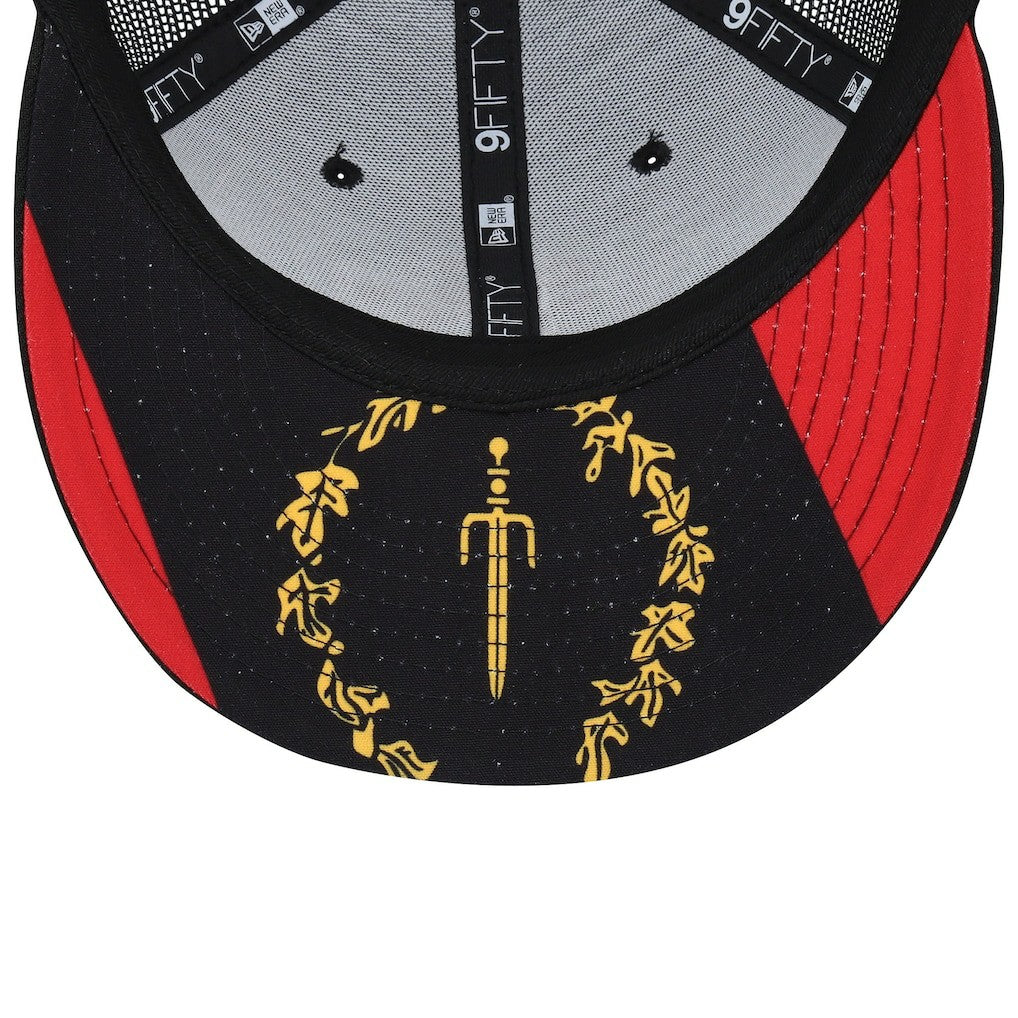 San Francisco 49ers New Era Black Excellence Collection Wordmark Trucker Low Profile 9FIFTY Snapback Hat Scarlet