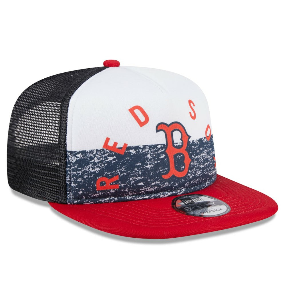 Boston Red Sox New Era Team Foam Front A-Frame Trucker 9FIFTY Snapback Hat - White/Red Hats