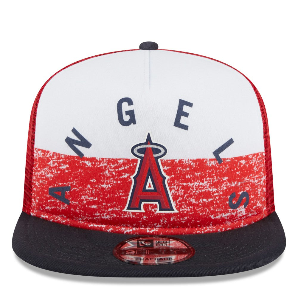 Los Angeles Angels New Era Team Foam Front A-Frame Trucker 9FIFTY Snapback Hat - White/Red Hats