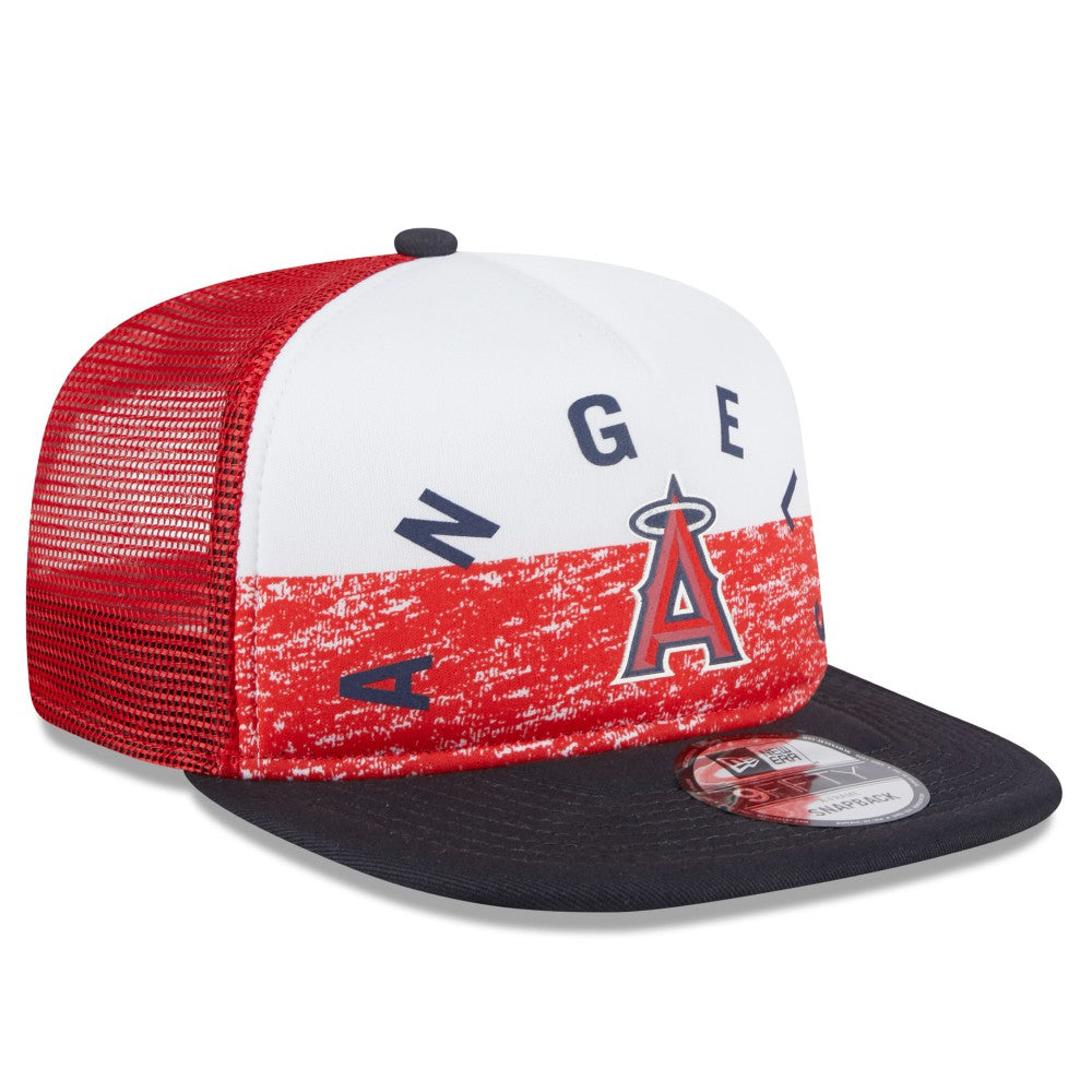 Los Angeles Angels New Era Team Foam Front A-Frame Trucker 9FIFTY Snapback Hat - White/Red Hats