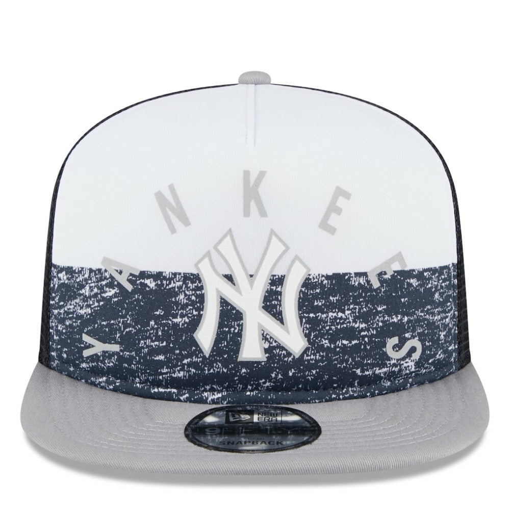 New York Yankees New Era Team Foam Front A-Frame Trucker 9FIFTY Snapback Hat - White/Gray Hats