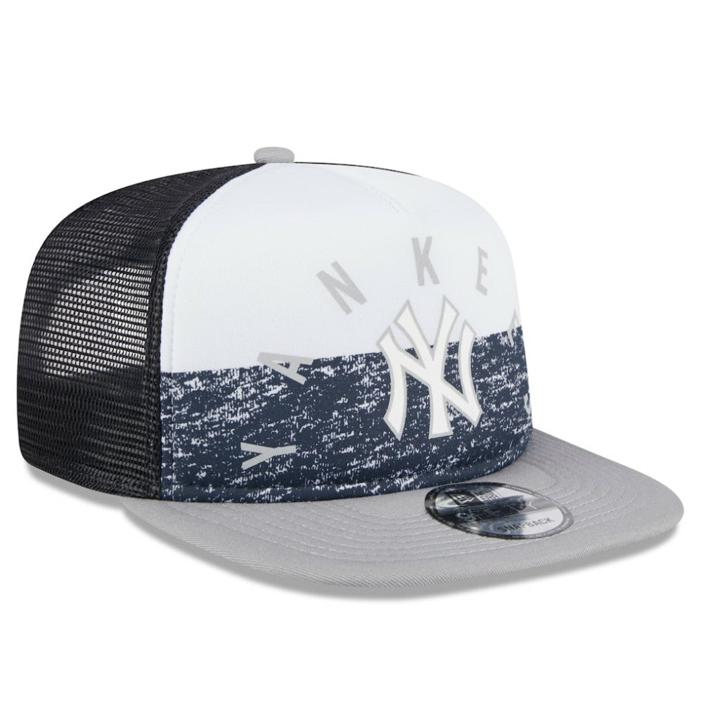New York Yankees New Era Team Foam Front A-Frame Trucker 9FIFTY Snapback Hat - White/Gray Hats