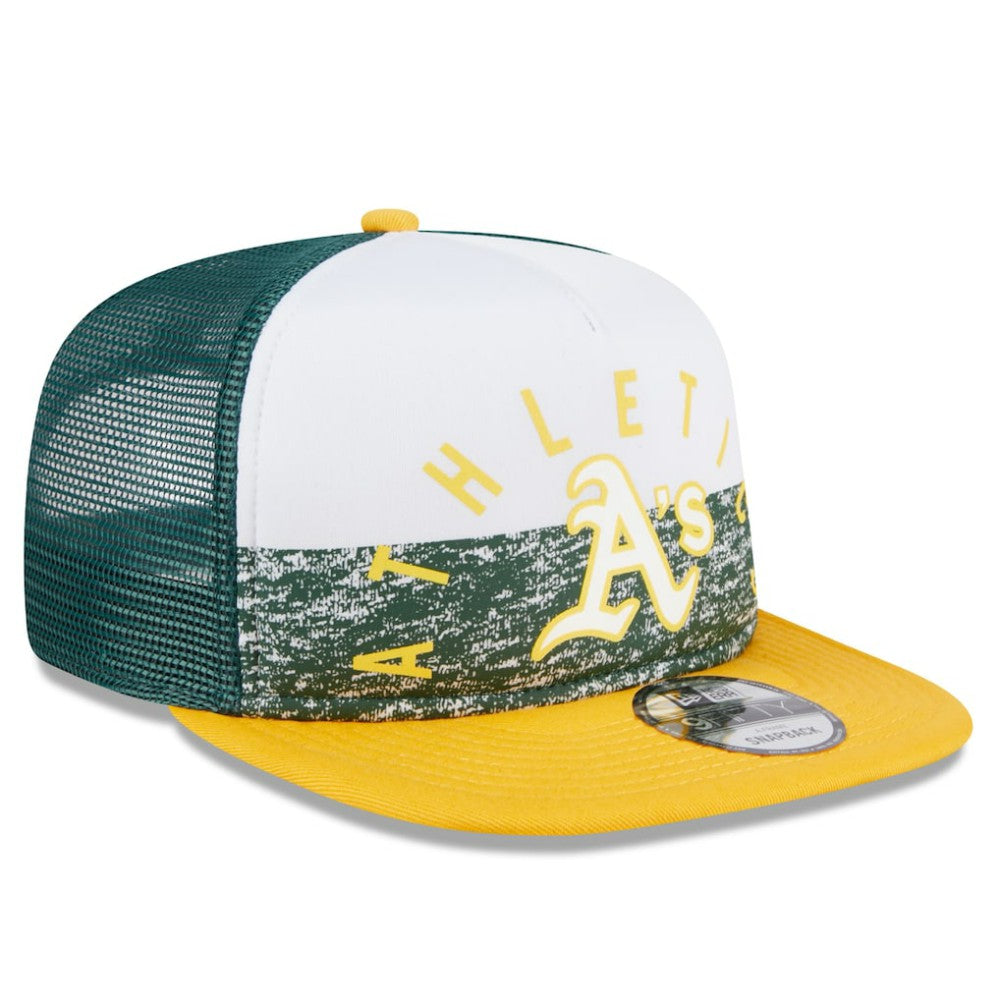 Athletics New Era Team Foam Front A-Frame Trucker 9FIFTY Snapback Hat - White/Gold Hats