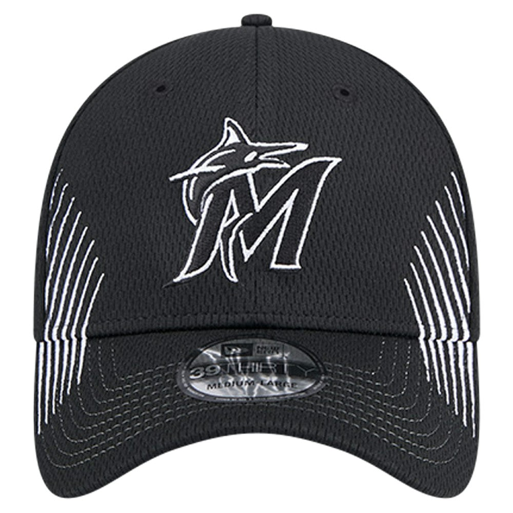 Miami Marlins New Era Active Dash Mark 39THIRTY Flex Hat - Black Hats