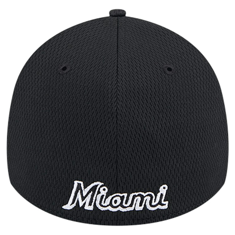Miami Marlins New Era Active Dash Mark 39THIRTY Flex Hat - Black Hats