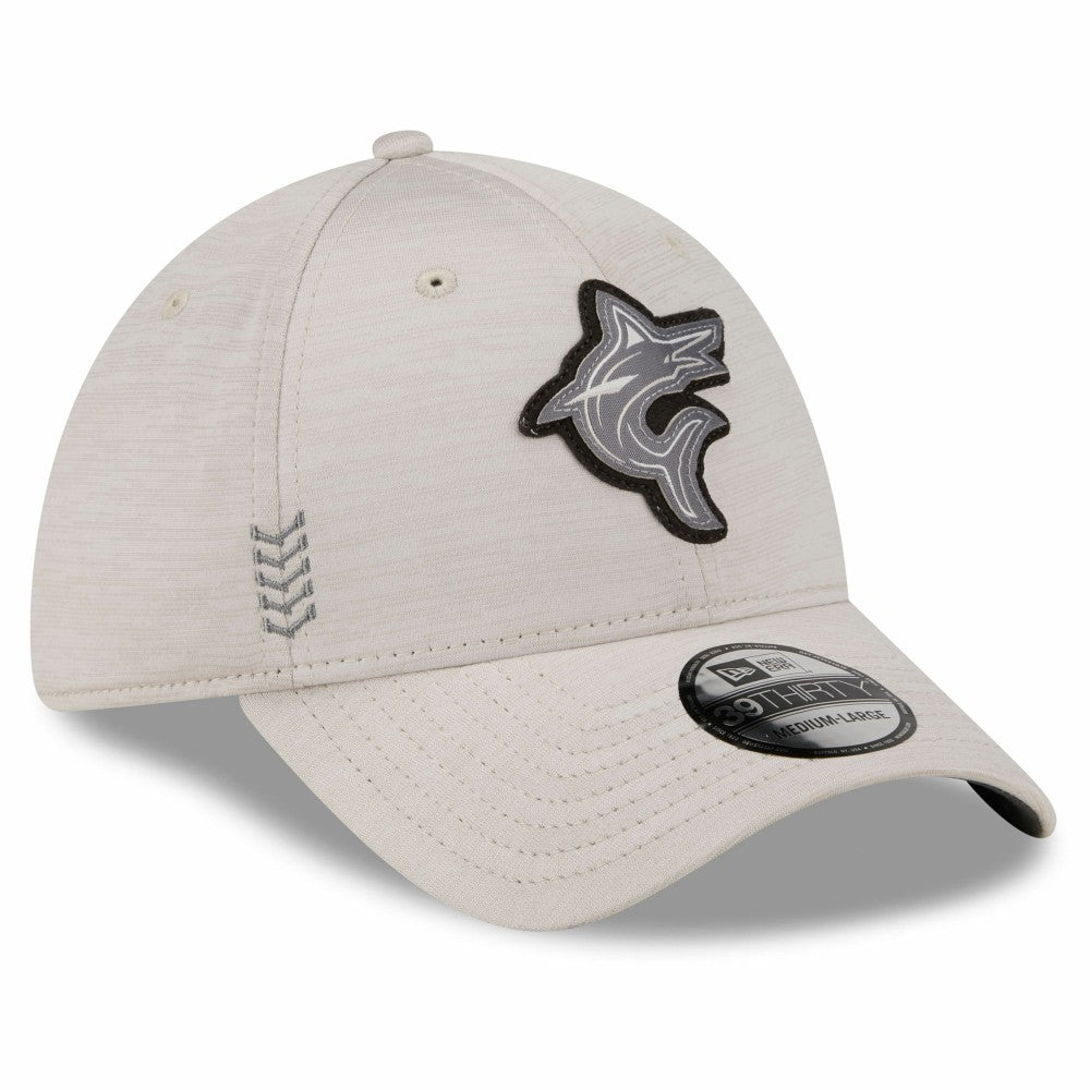 Miami Marlins New Era 2024 Clubhouse 39THIRTY Flex Hat - Cream Hats