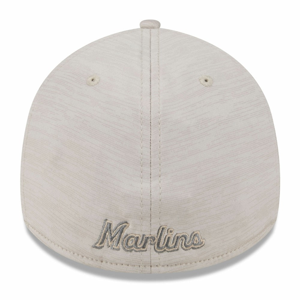 Miami Marlins New Era 2024 Clubhouse 39THIRTY Flex Hat - Cream Hats