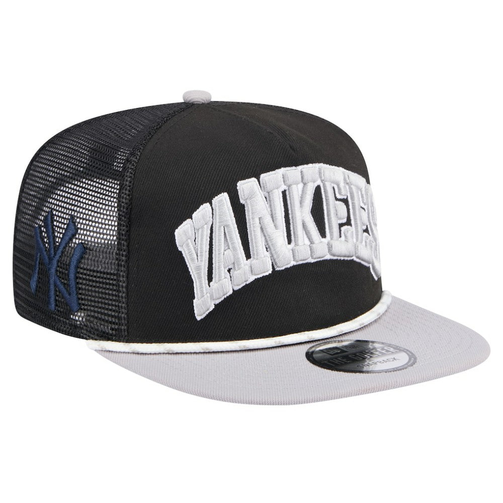 New York Yankees New Era Throwback Meshback Golfer Hat - Black Hats