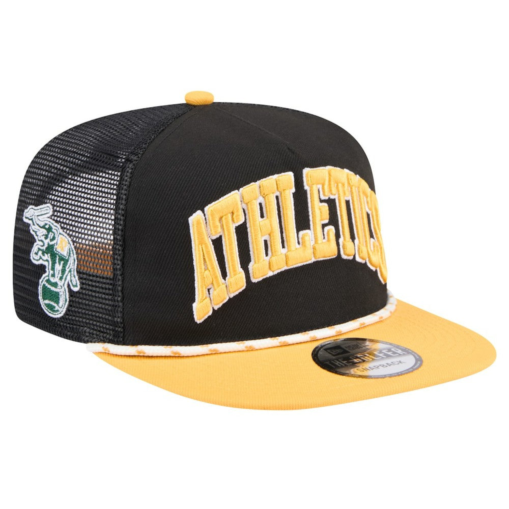 Athletics New Era Throwback Meshback Golfer Hat - Black Hats