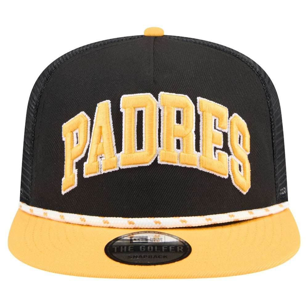 San Diego Padres New Era Throwback Meshback Golfer Hat - Black Hats