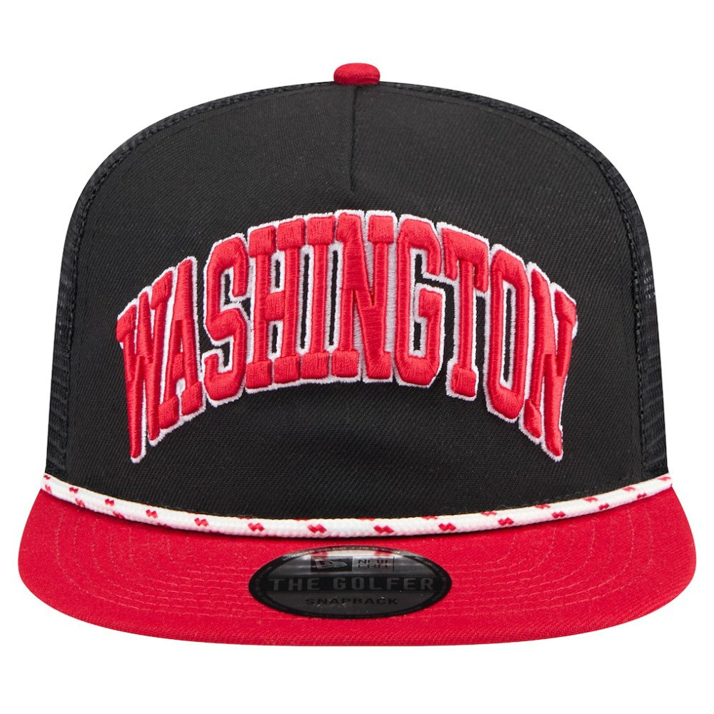 Washington Nationals New Era Throwback Meshback Golfer Hat - Black Hats