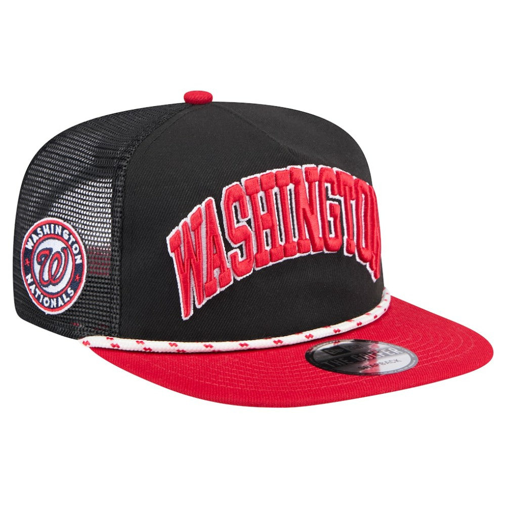 Washington Nationals New Era Throwback Meshback Golfer Hat - Black Hats