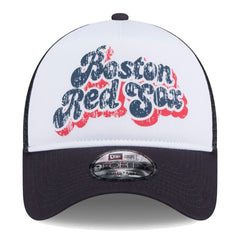 Boston Red Sox New Era Women's Throwback Team Foam Front A-Frame Trucker 9FORTY Adjustable Hat - White/Navy Hats
