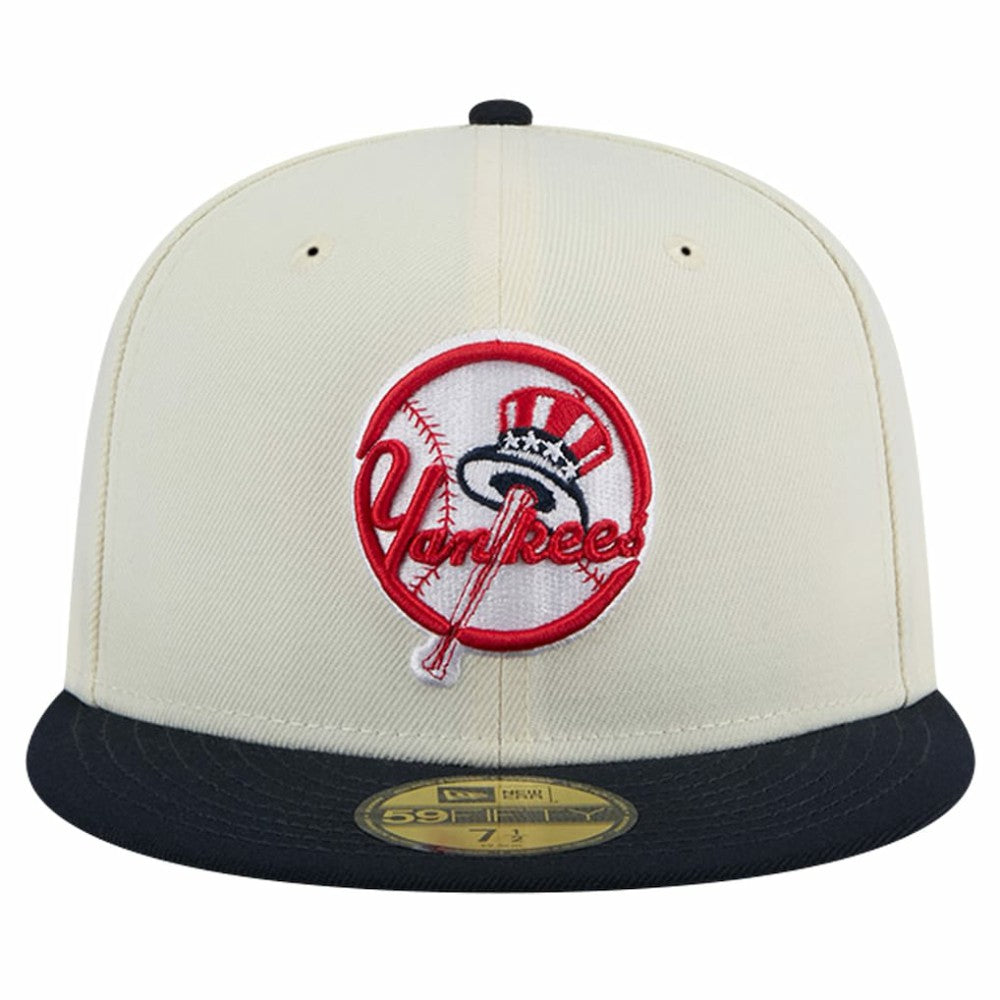 New York Yankees New Era Top Hat Chrome 59FIFTY Fitted Hat - Cream Hats
